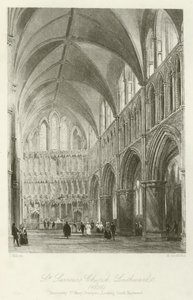 St Saviours Kerk, Southwark, 1850, vroeger St Mary Overyes, kijkend naar het zuidoosten
