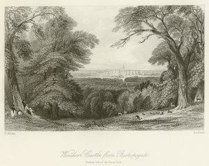 Windsor Castle vanaf Bishopsgate, Surrey zijde van het Grote Park