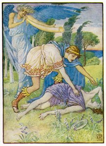 De Windgod stuurde een windvlaag uit het zuiden door after Walter Crane