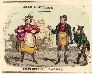 Mooi meisje, te koop bij veiling op Smithfield Market