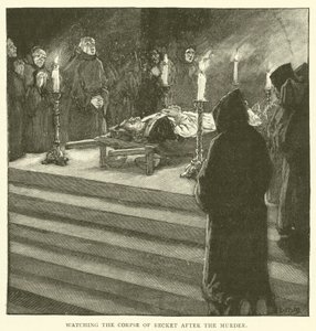 Het lijk van Becket bewaken na de moord
