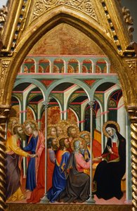Altaarstuk met scènes van Maria: afscheid van de apostelen door also Manfredi de Battilori Bartolo di Fredi