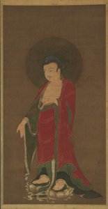 Boeddha Amitabha die neerdaalt uit zijn zuivere land door anonymous 