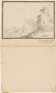Landschap met een fontein door attributed to Benjamin Franklin Bache