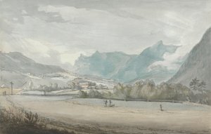 Bergachtig landschap met figuren