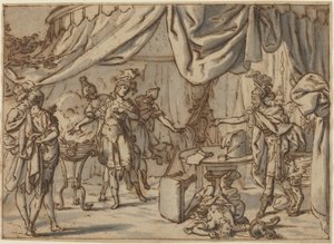 Mucius Scaevola door attributed to Bernardo Castello