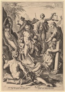 De Zeven Deugden door attributed to Jacob Matham, after Hendrik Goltzius
