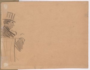 Rechterprofiel van man met hoge hoed (verso) door attributed to Jean Louis Forain