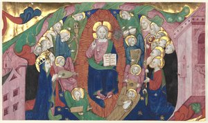 Fragment van een Geïllustreerde Initiaal uit een Koorboek: Christus in Majesteit door attributed to Michelino Molinari da Besozzo