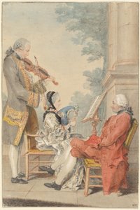 Monsieur en Madame Blizet met Monsieur Le Roy de Acteur door called Carmontelle Louis de Carrogis