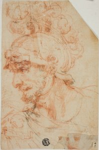 Buste van gehelmde krijger in profiel door called Cavaliere d