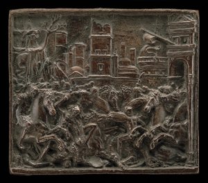 Gevecht bij een stadspoort door called Riccio Andrea Briosco