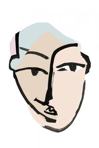 Abstract: Contemplatief gezicht door cartissi