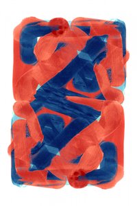 Gedurfde abstracte compositie in rood en blauw door cartissi