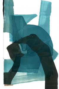 Gelaagde abstracte vormen in blauwgroen door cartissi