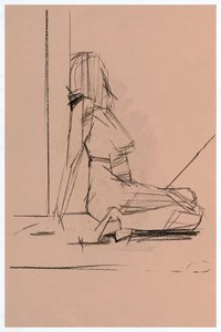 Schets van een peinzende vrouw door cartissi