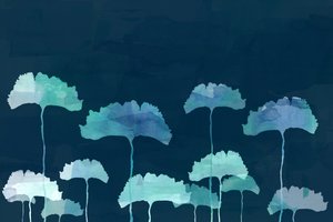 Aquarelblauwe ginkgo