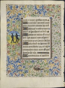 Blad uit een getijdenboek: Twee duivels (verso) door circle of Coëtivy Master