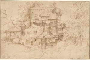 Een complex van rustieke huizen gebouwd over ruïnes
