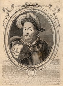 Portret van Frans I (1494 - 1547), Koning van Frankrijk - Gravure uit 