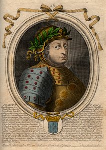 Karolingische dynastie: Portret van Karel III de Dikke (839-888) koning van de Franken - Karel III de Dikke - gravure uit 