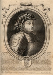 Karolingische Dynastie: Portret van Karel III de Dikke (839-888) Koning van de Franken - Karel III de Dikke - gravure uit 