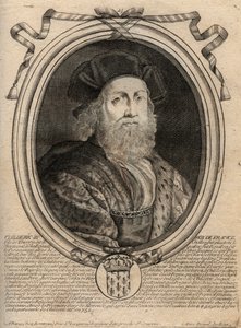 Dynastie van de Merovingen: Portret van Childerik III (714-755), koning van de Franken - gravure uit 