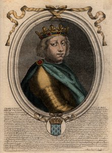 Portret van Karel IV de Schone (1294-1328), koning van Frankrijk - gravure uit 