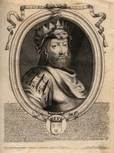 Portret van Childeric I, koning van de Salische Franken (436-481) - CHILDERIC I Koning van de Salische Franken - gravure uit 