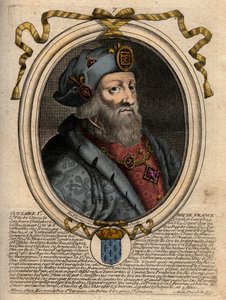 Portret van Clotaire I (497-561), koning van Neustrië en koning van de Franken - Clothar I, koning van de Franken - gravure uit 