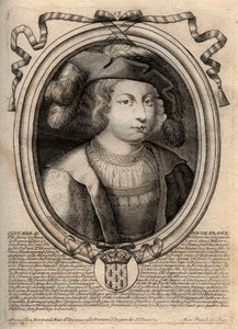 Portret van Clothaire III (652 - 673), Koning van Neustrië en Bourgondië - Chlothar III of Clotaire III, Koning van de Franken uit het huis van de Merovingen - gravure uit 