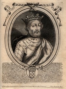 Portret van Lodewijk VIII (1187-1226), koning van Frankrijk - gravure uit 