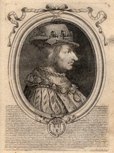 Portret van Lodewijk XI (1423-1483), koning van Frankrijk - Portret van Lodewijk XI van Frankrijk (1423-1483), koning van Frankrijk - gravure uit 
