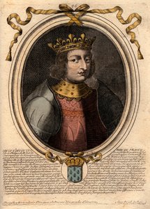 Portret van Lodewijk X de Hutin (1289 - 1316), koning van Frankrijk - Lodewijk X (1289-1316) de Stijfkoppige, koning van Frankrijk en Navarra - gravure uit 