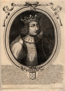 Portret van Lodewijk X de Hutin (1289-1316), koning van Frankrijk - gravure uit 