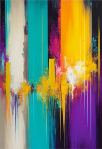 Abstracte compositie, levendige & warme kleur