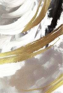 Abstract schilderij, zwart en grijs met gouden effect