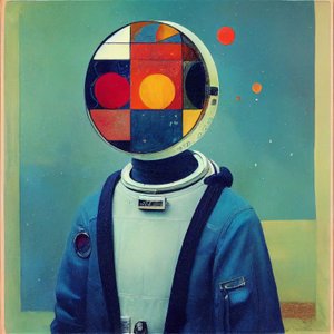 Abstract schilderij, Russische astronaut