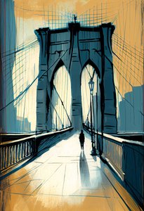 Abstracte schets Brooklyn brug schilderij