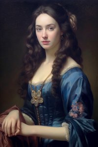 Portretschilderij van mooie vrouwelijke supermodel 18e eeuw | canvas print kunst
