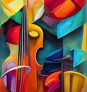 Symfonie schilderij van viool, printbare digitale kunst