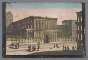 Gezicht op het Palazzo Doria-Tursi te Genua door familie Remondini (attributed to)