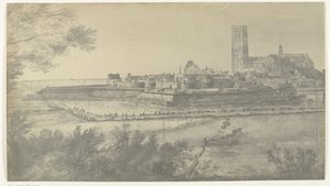 Gezicht op Harderwijk, 1672 door frères Moreau