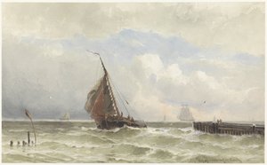 Haven van Vlissingen, met inkomende zeilschip