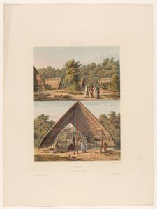 Kamp van Arowakken (Suriname. Een Arowakka indianenkamp)