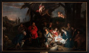 De aanbidding van de herders door or Liemaecker Nicolaas de Liemakere