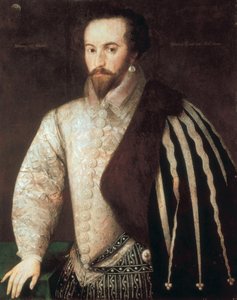 Portret van Sir Walter Raleigh (1554 - 1618). Schilderij toegeschreven aan Federico Zuccaro (of Zuccari) (1549 - 1609). 1588. Londen, National Portrait Gallery. door or Zuccaro Federico Zuccari