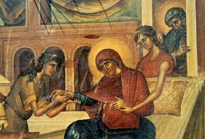 Votief icoon, detail, Panagia kerk, Skafidia, Prodromi, Kreta, Griekenland door Unbekannt Unbekannt
