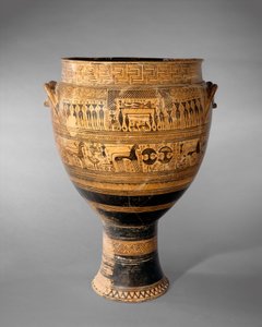 Griekse Attische Krater, Geometrische Periode (terracotta) door painter Hirschfeld