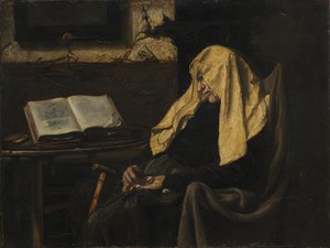 Oude Vrouw Slapend door possibly France, mid 19th Century